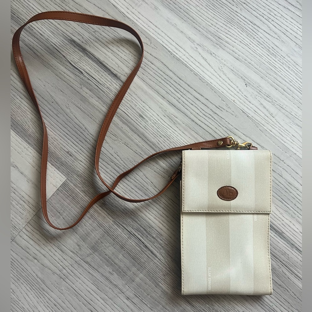 Allan Edward Vintage White Beige Stripe purse